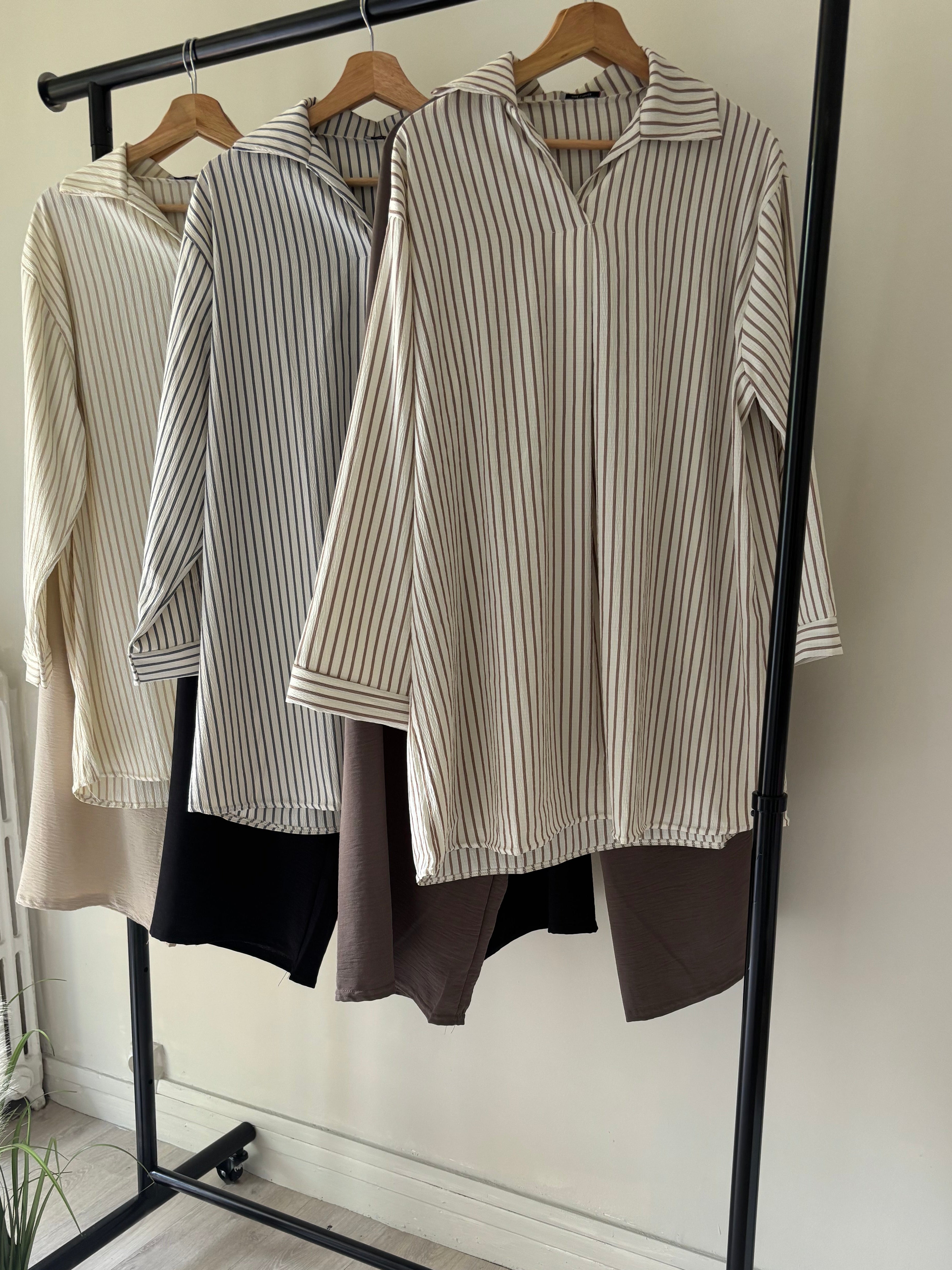 Ensemble marinière fluide – taille unique - pantalon coupe droite bord franc